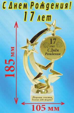 Кубок подарочный Звезда " С Днём Рождения! 17 лет! ".